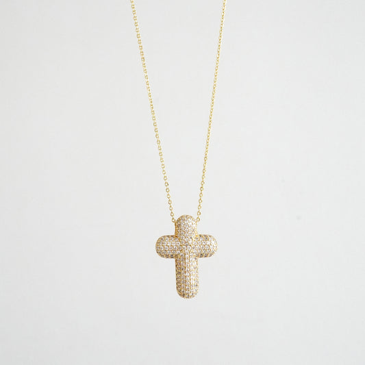 Cadena de cruz chunky y zirconias