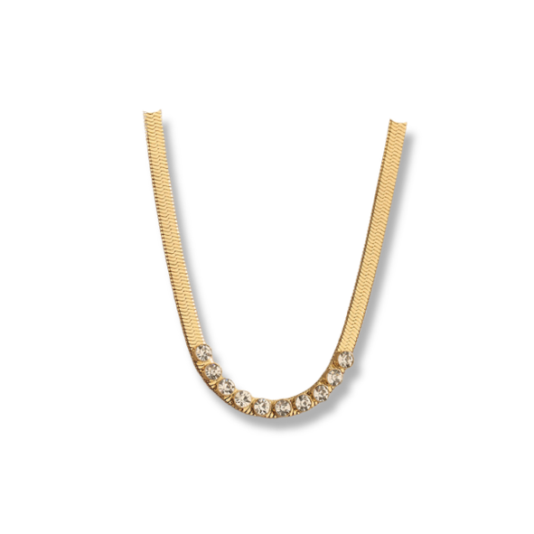 Cadena lisa con zirconias incrustadas