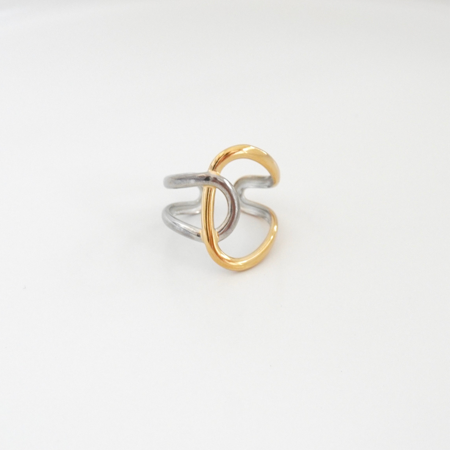 Anillo bicolor asimétrico ajustable