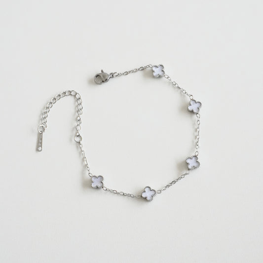 Pulsera van cleef plateada mini blanca