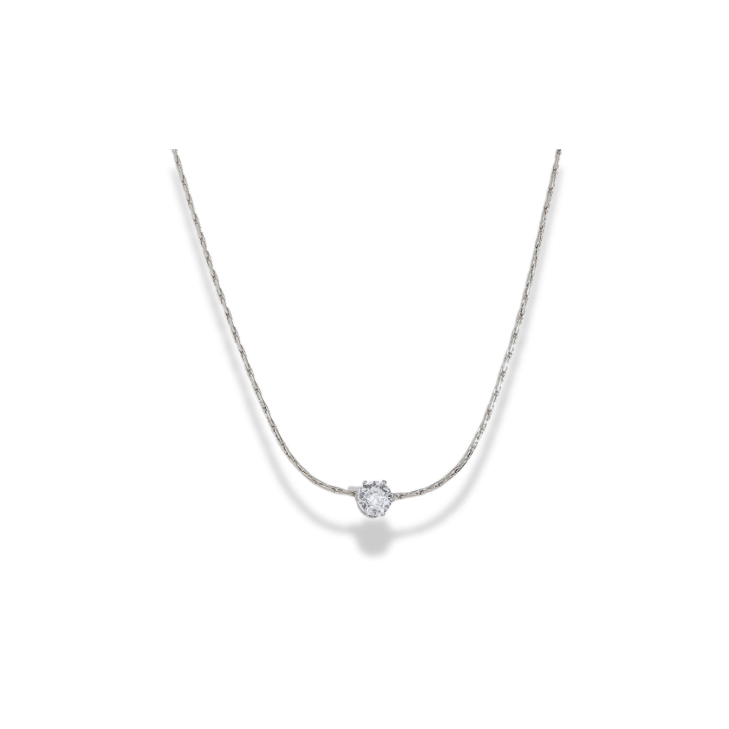 Cadena delgada con dije de zirconia mini plateada