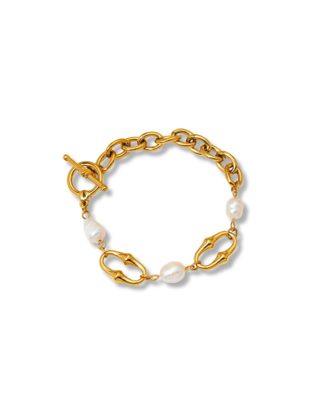 Pulsera de eslabones y perlas