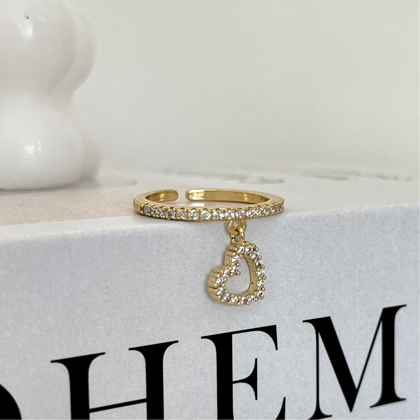 Anillo ajustable corazón colgante