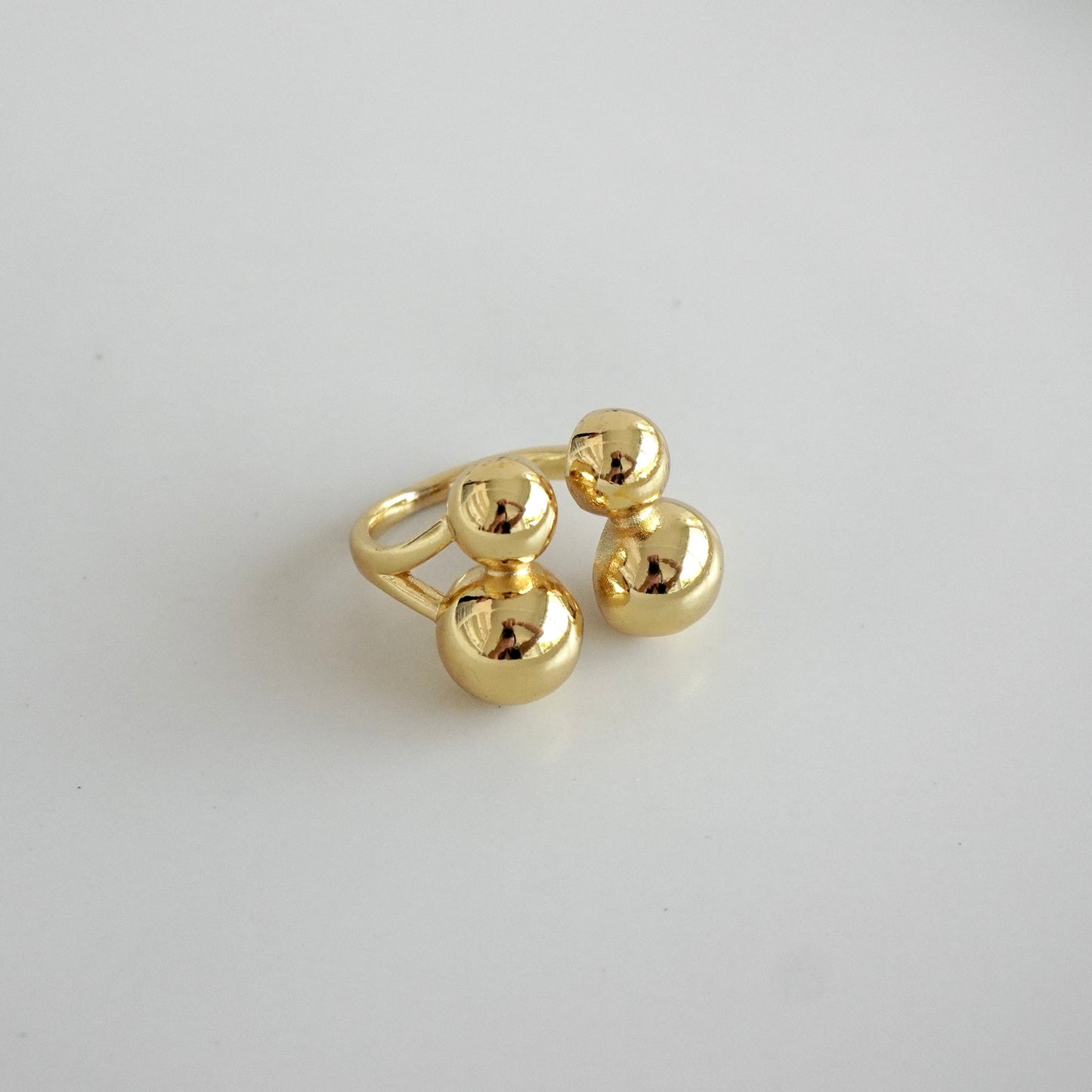 Anillo chuncky abierto bola doble