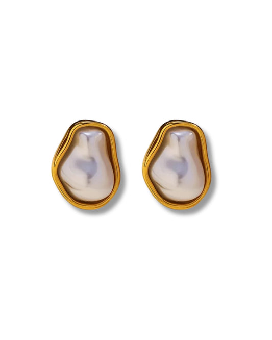 Aretes de perla asimétrica
