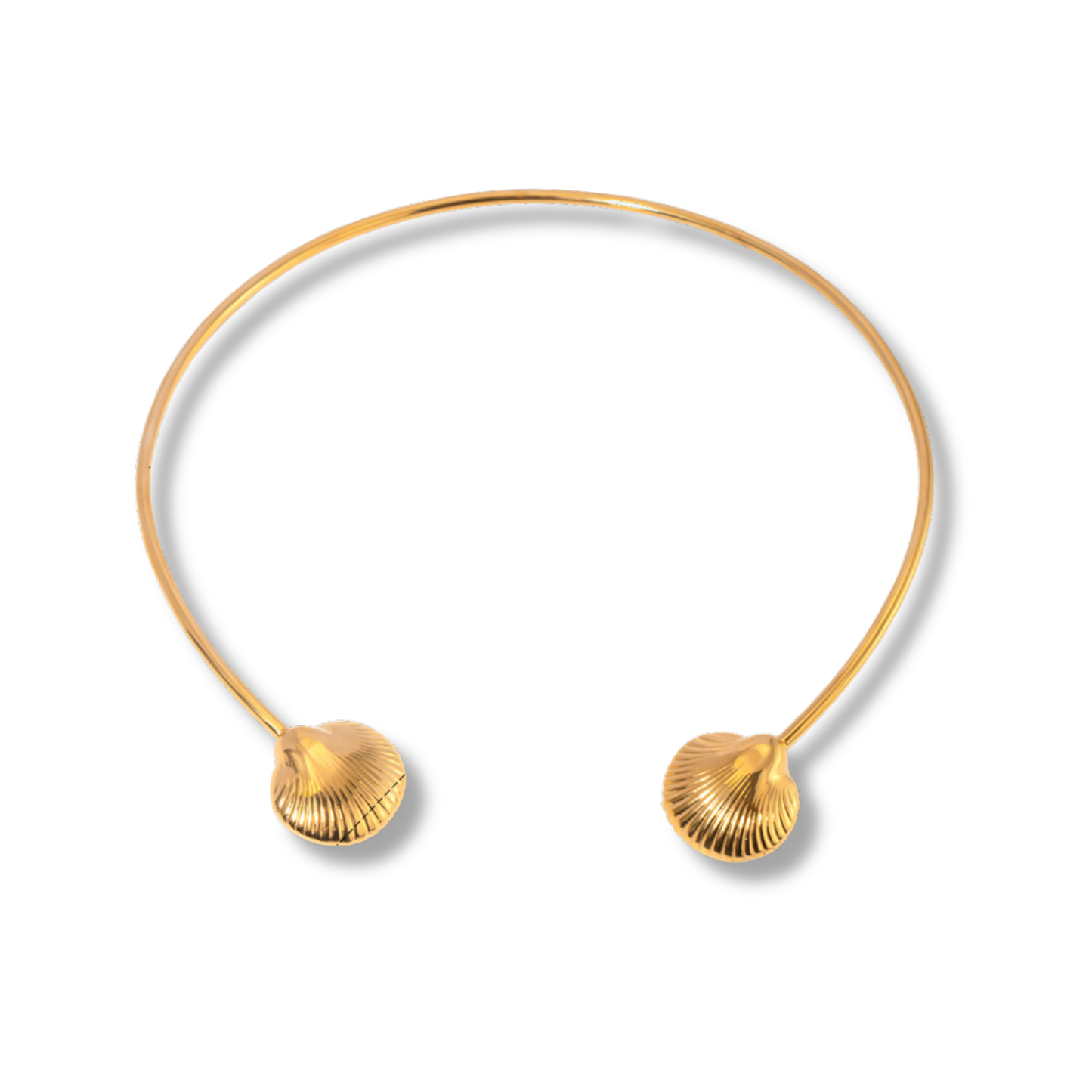 Pulsera rígida abierta bolas doradas