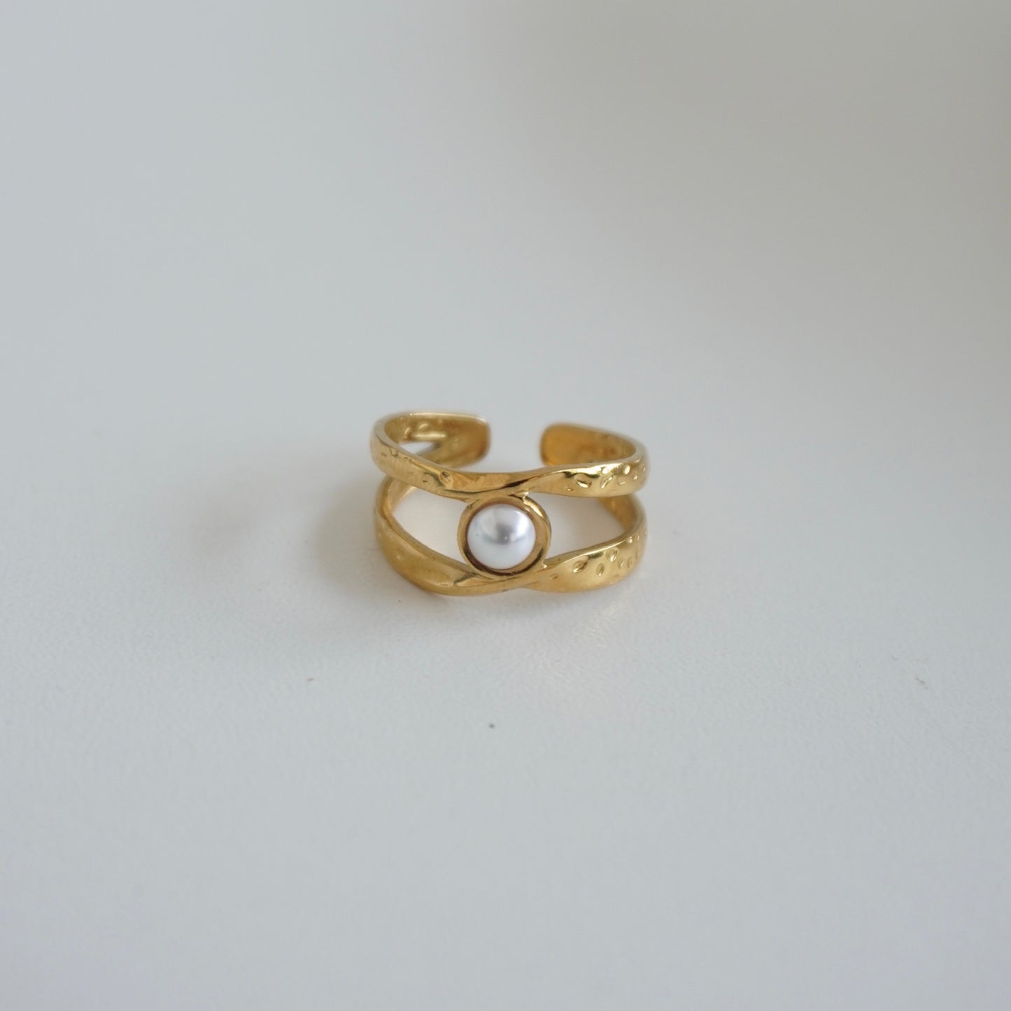 Anillo doble con perla