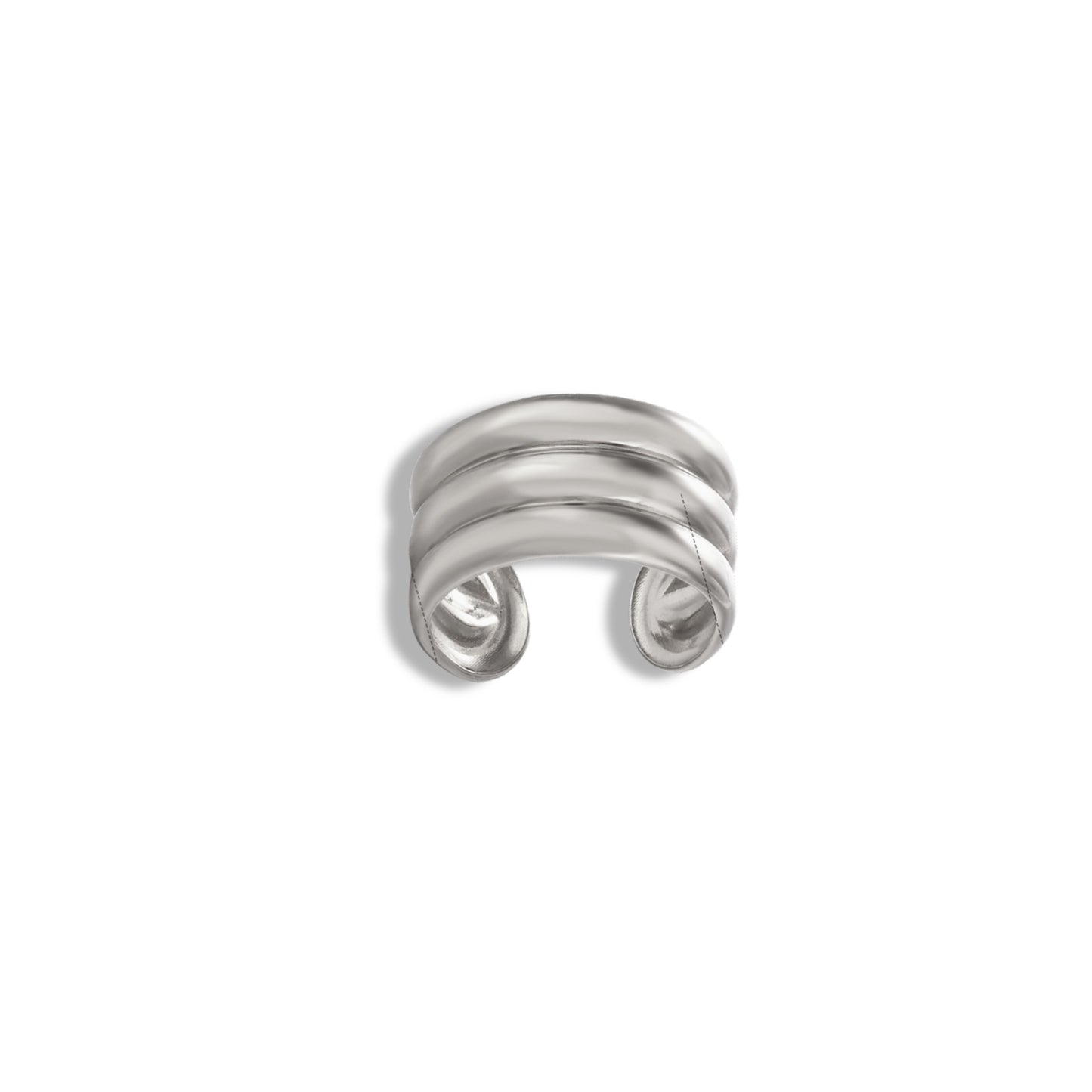 Anillo doble línea chunky plateado