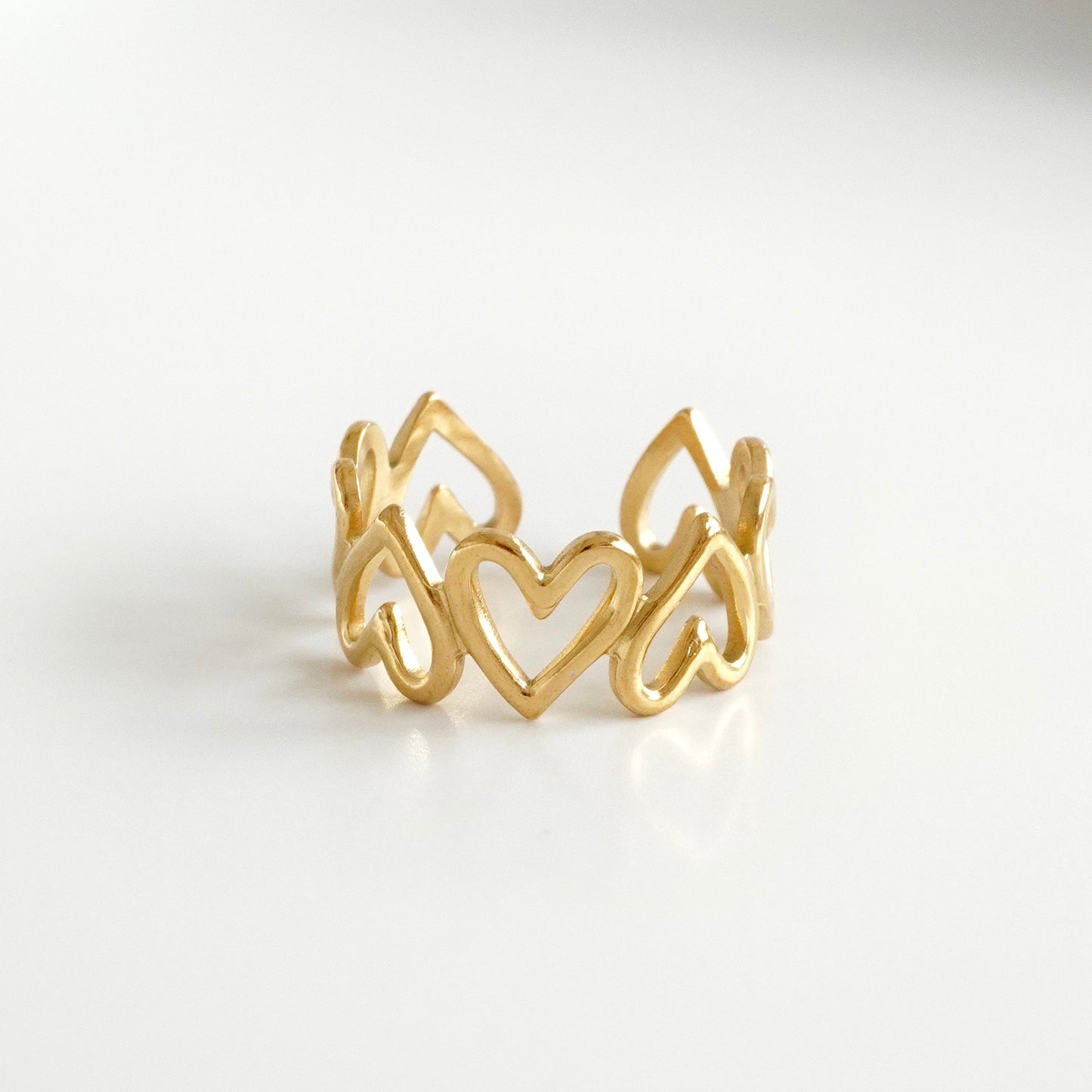 Anillo corazones largos huecos