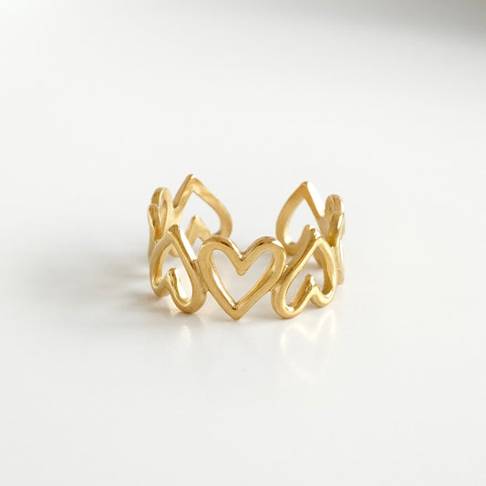 Anillo corazones largos huecos
