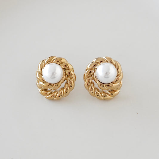 Aretes perla con torzal