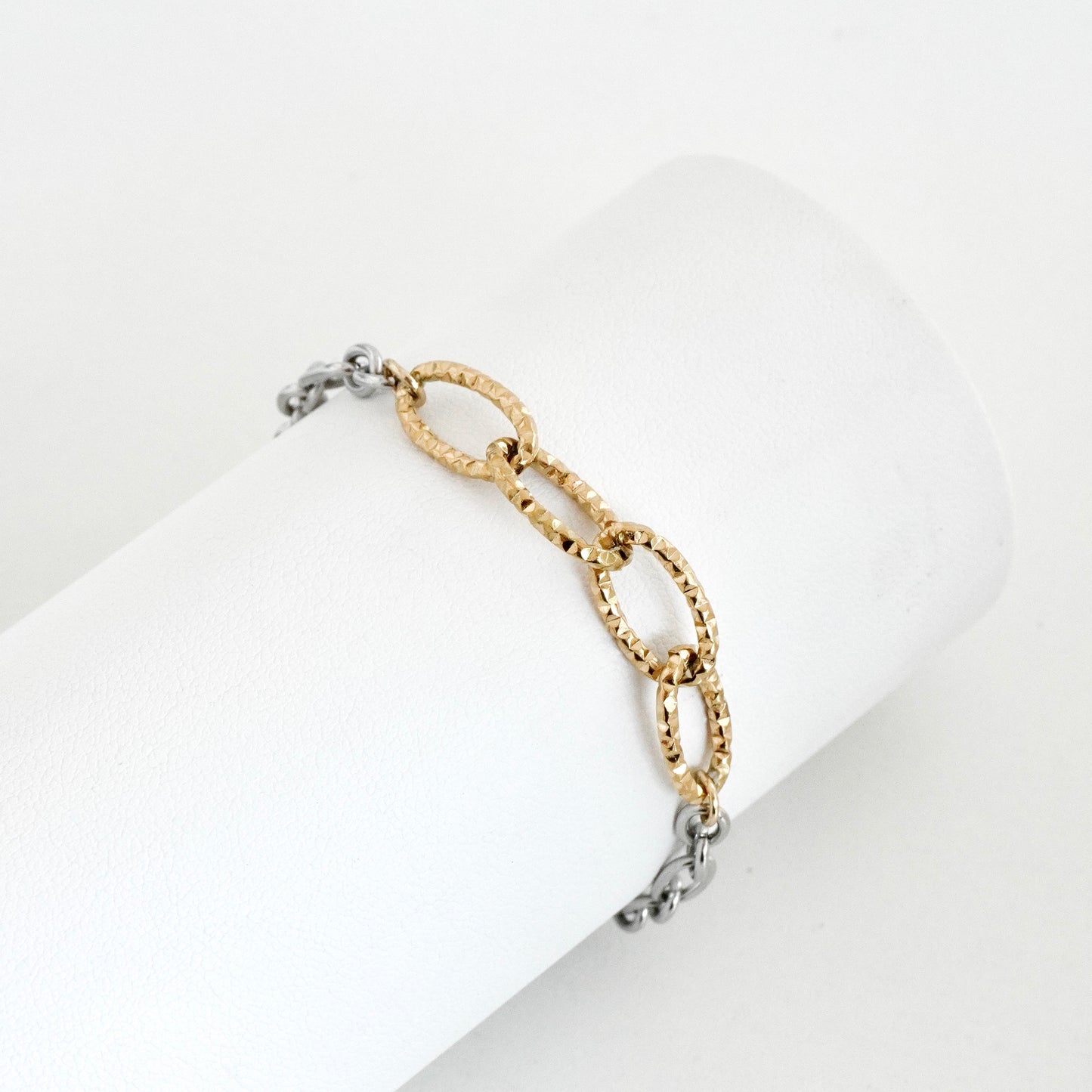 Pulsera bicolor eslabones con textura
