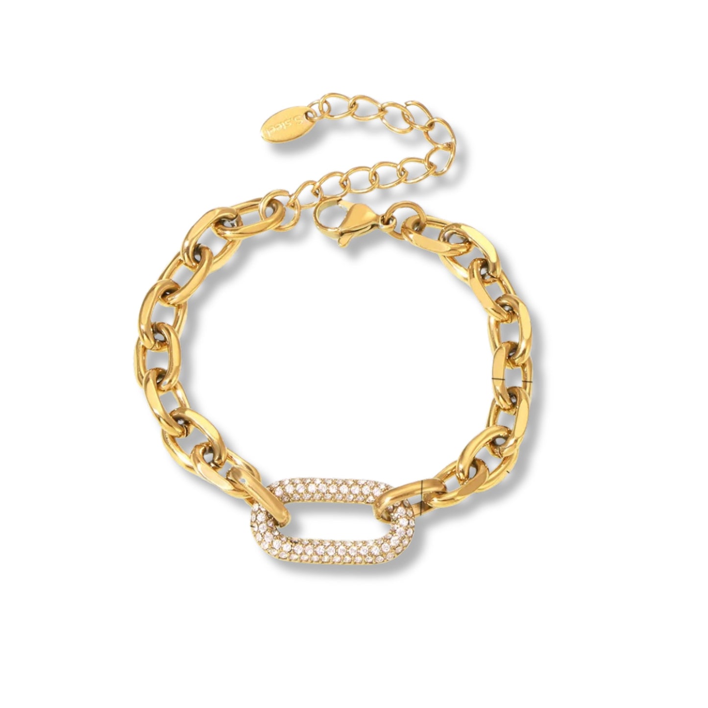 Pulsera de eslabones con óvalo de zirconia