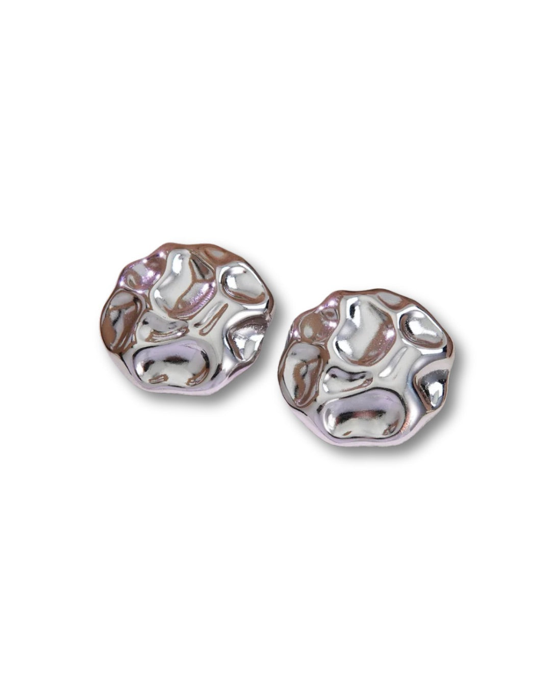 Aretes redondos corrugados plateados