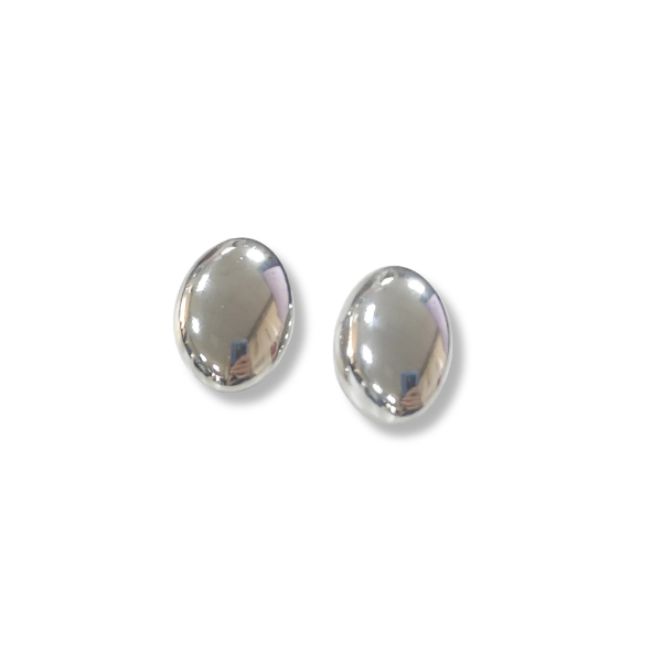 Aretes óvalos lisos plateados