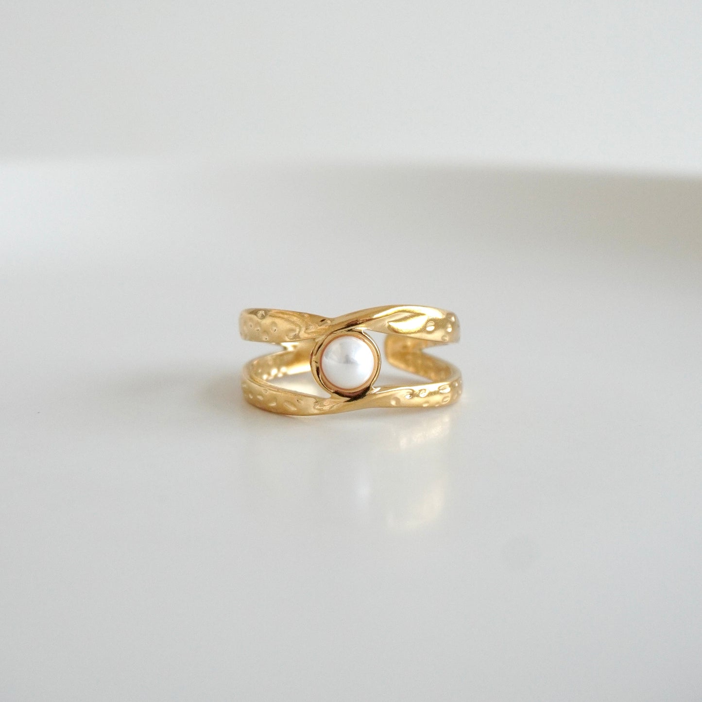 Anillo doble con perla