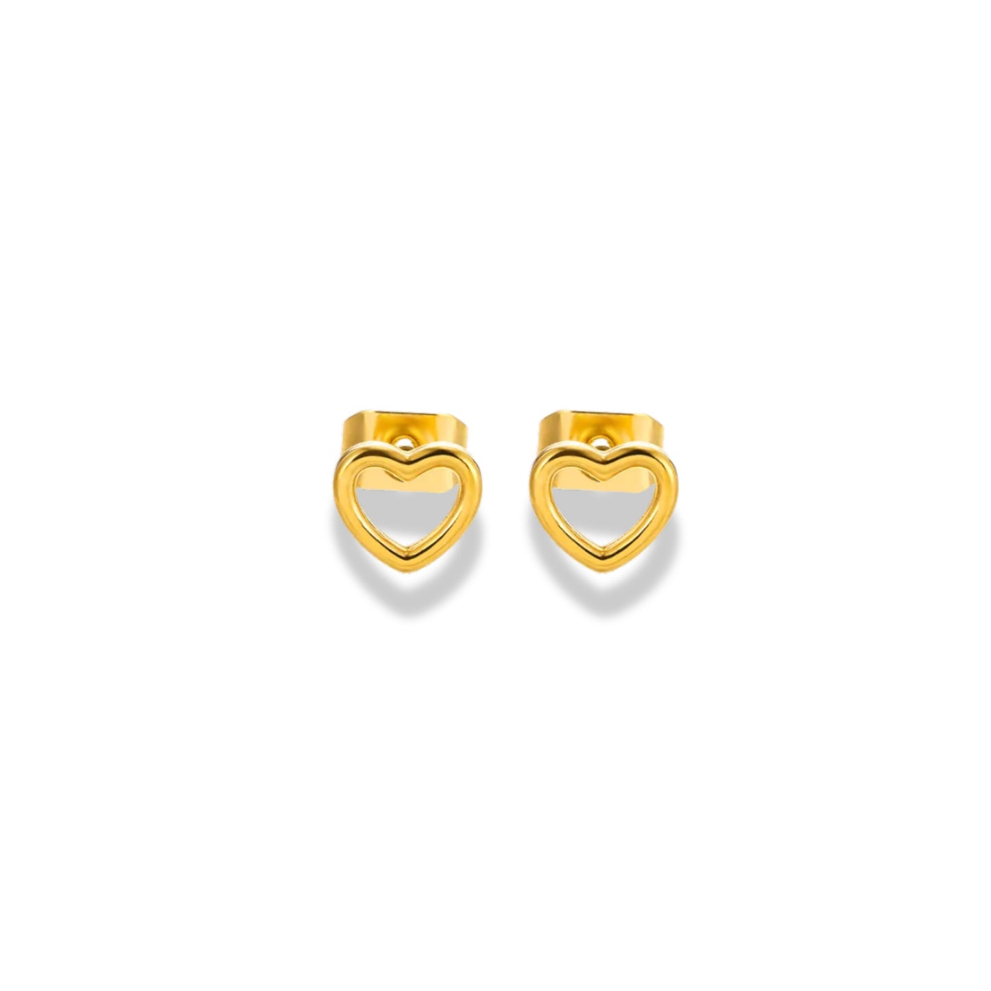 Aretes pequeños de corazón hueco
