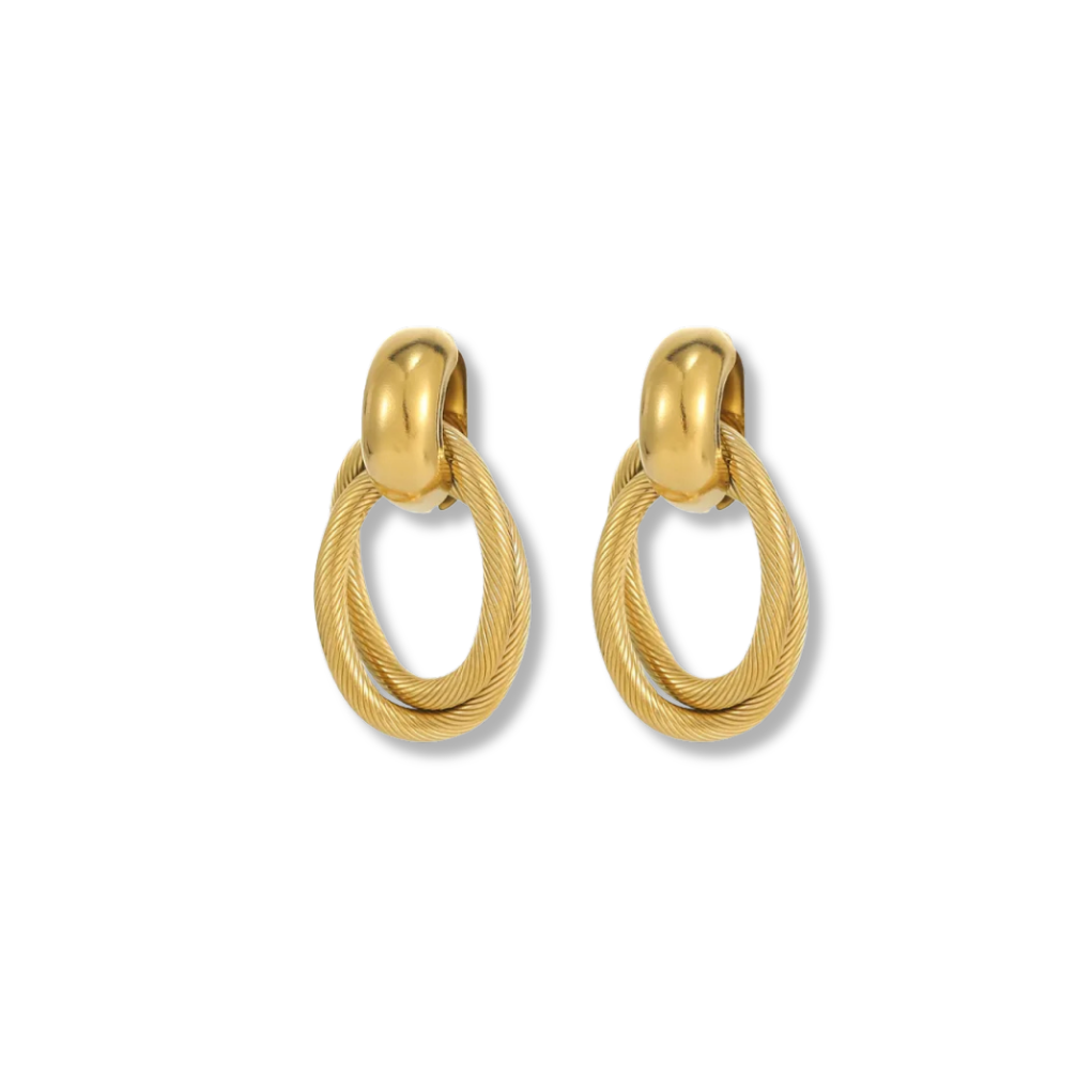 Aretes colgantes circulo doble entrelazado