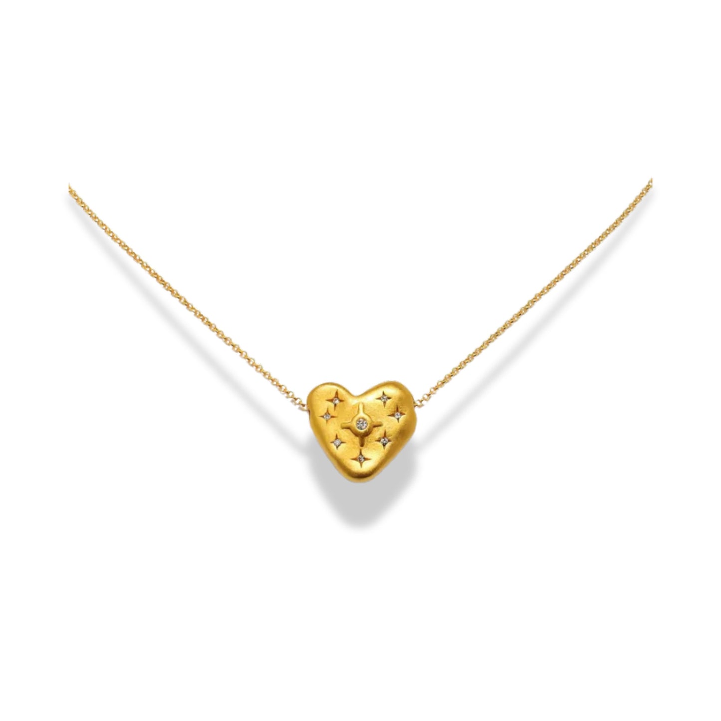 Cadena con dije de corazón y zirconias