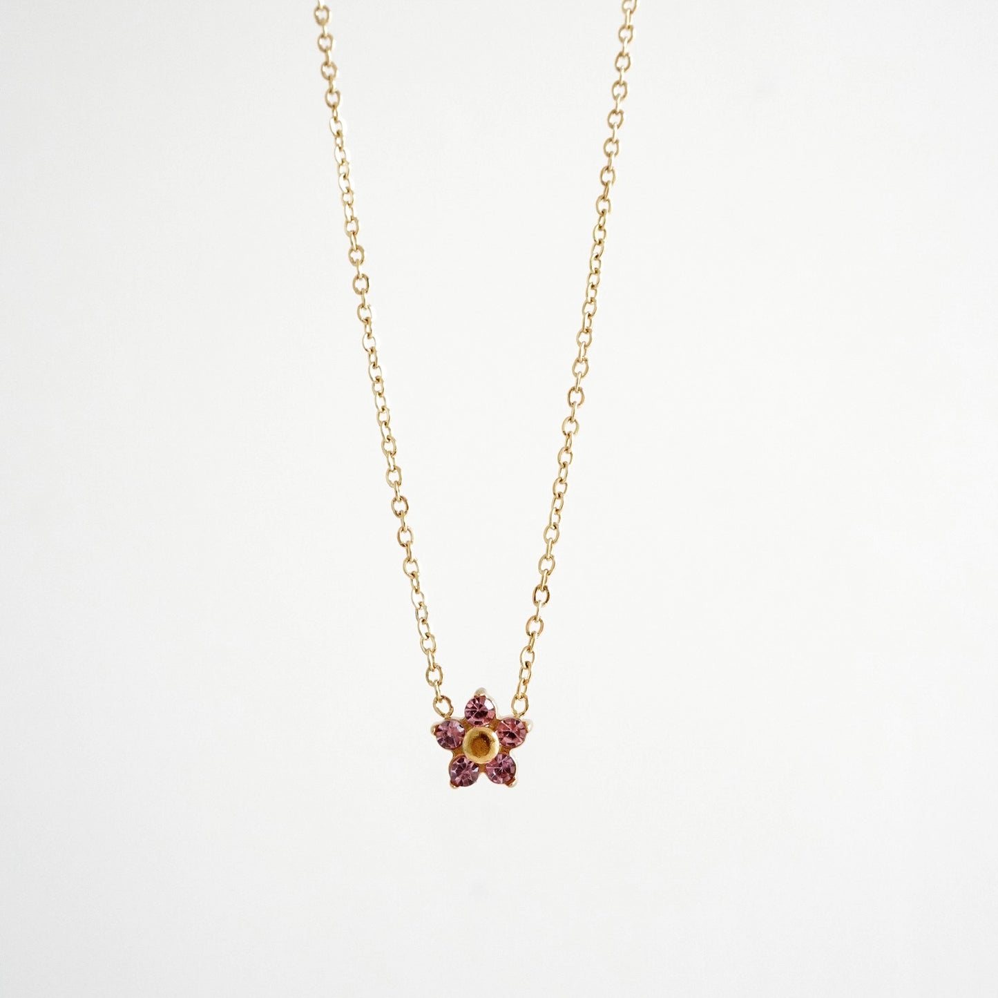 Cadena dije flor rosa