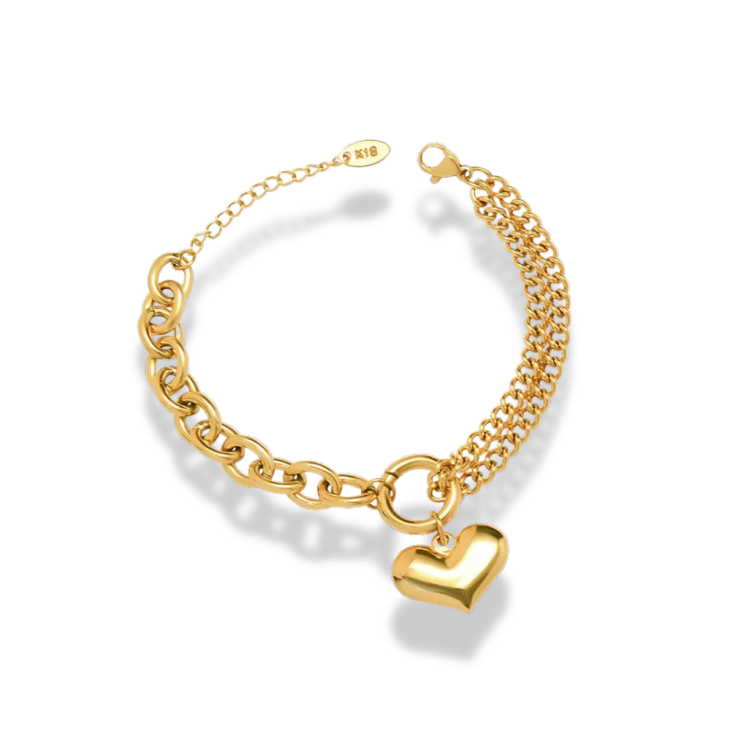 Pulsera doble tejido dije de corazón