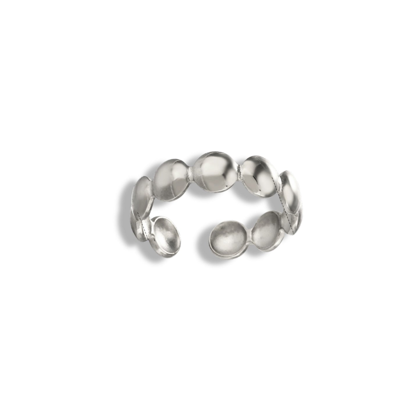 Anillo de círculos plateado