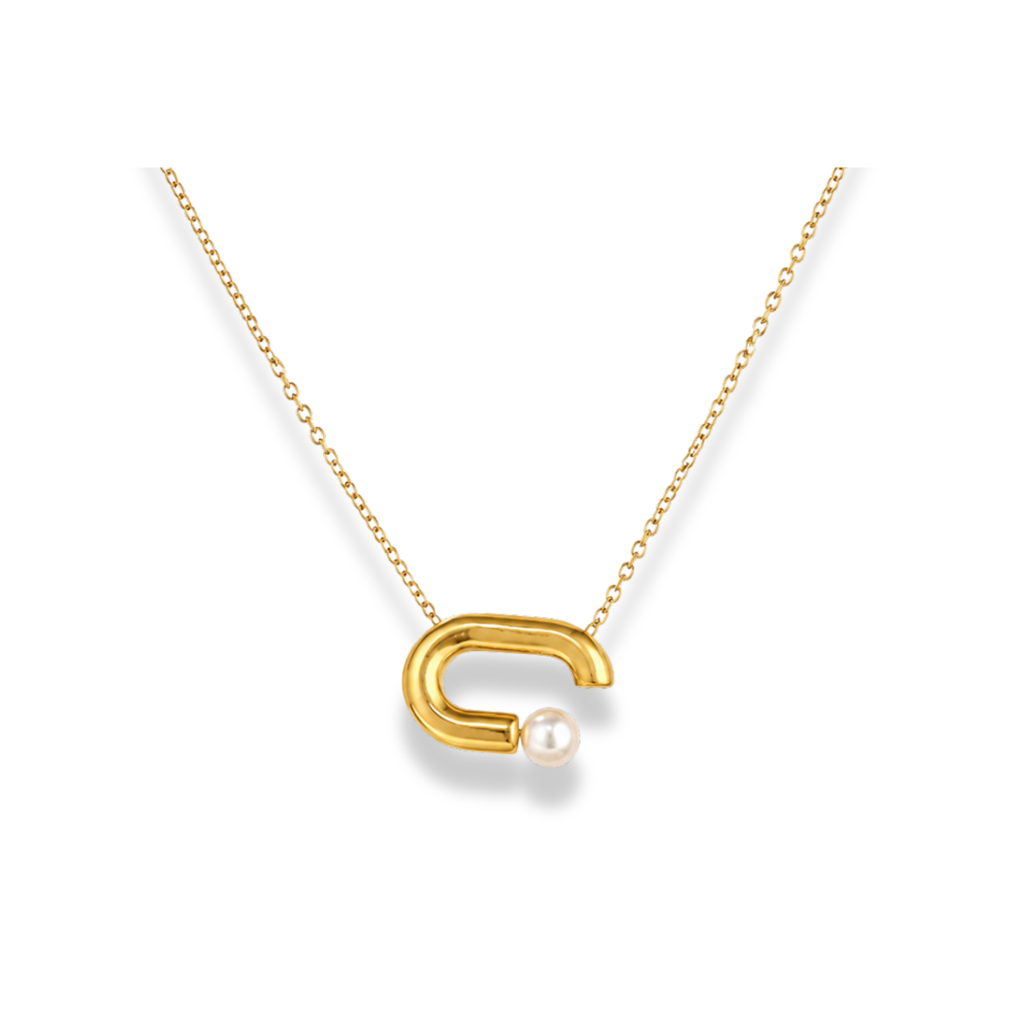 Cadena con dije de U y perla