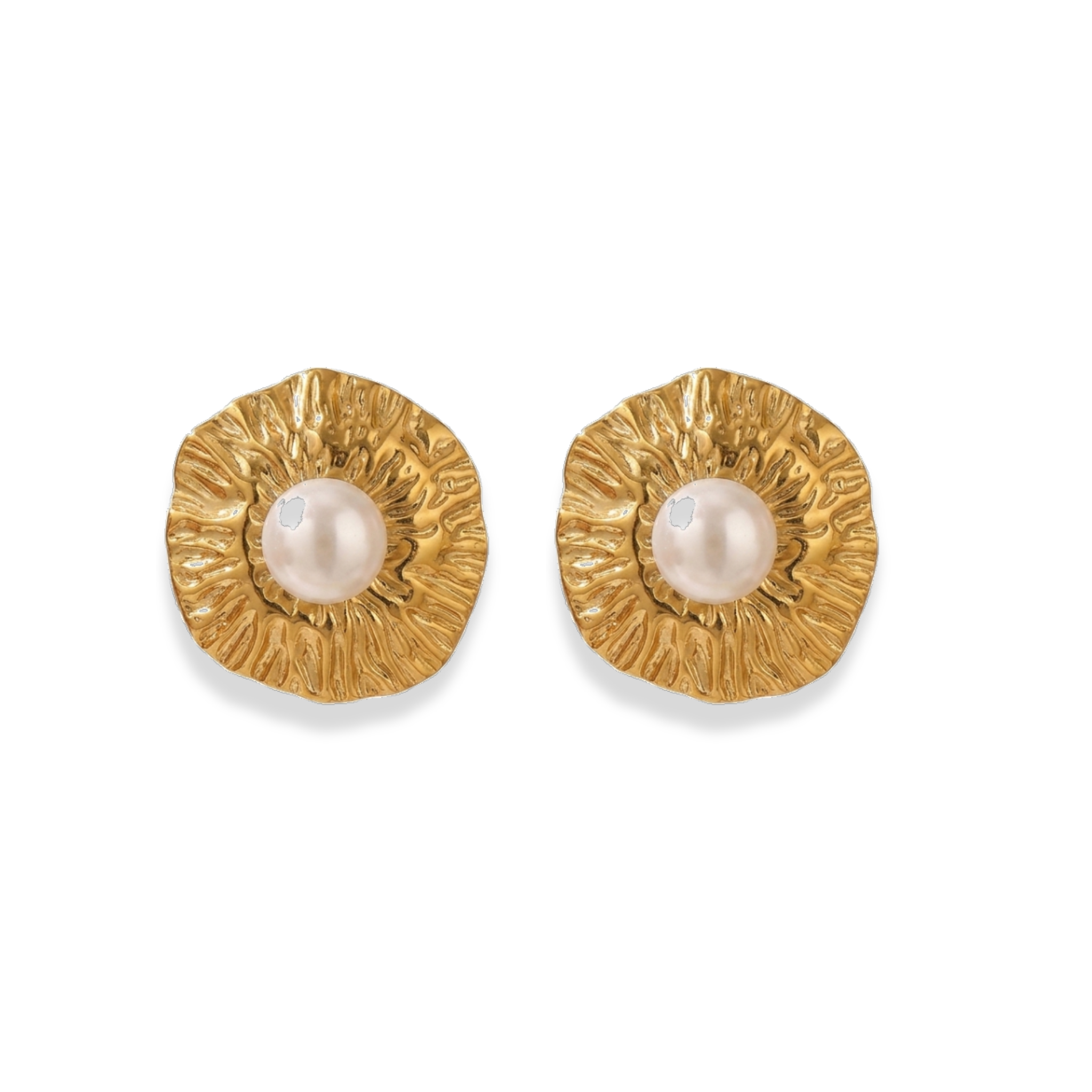 Aretes semi circular con perla