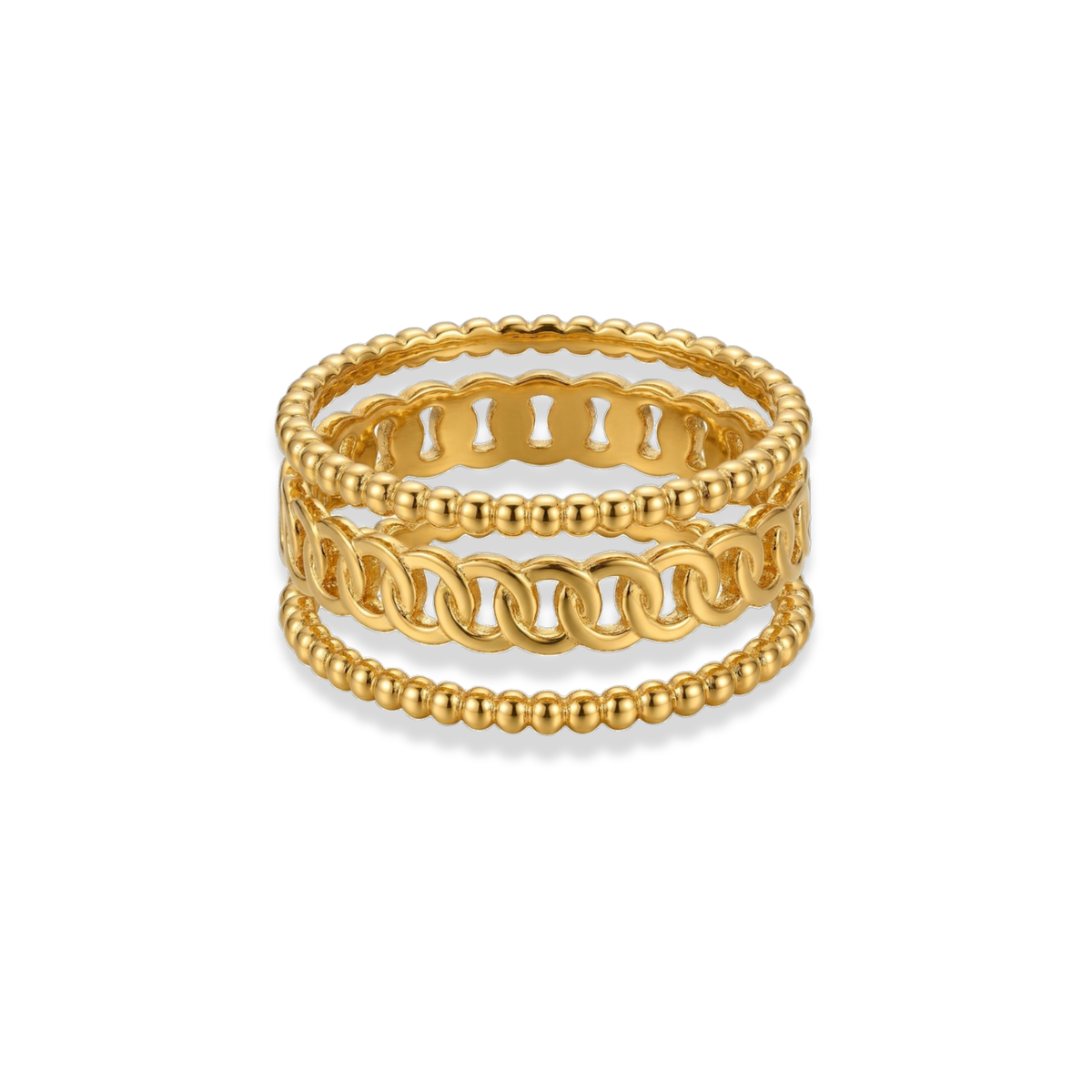 Anillo triple con trenzado