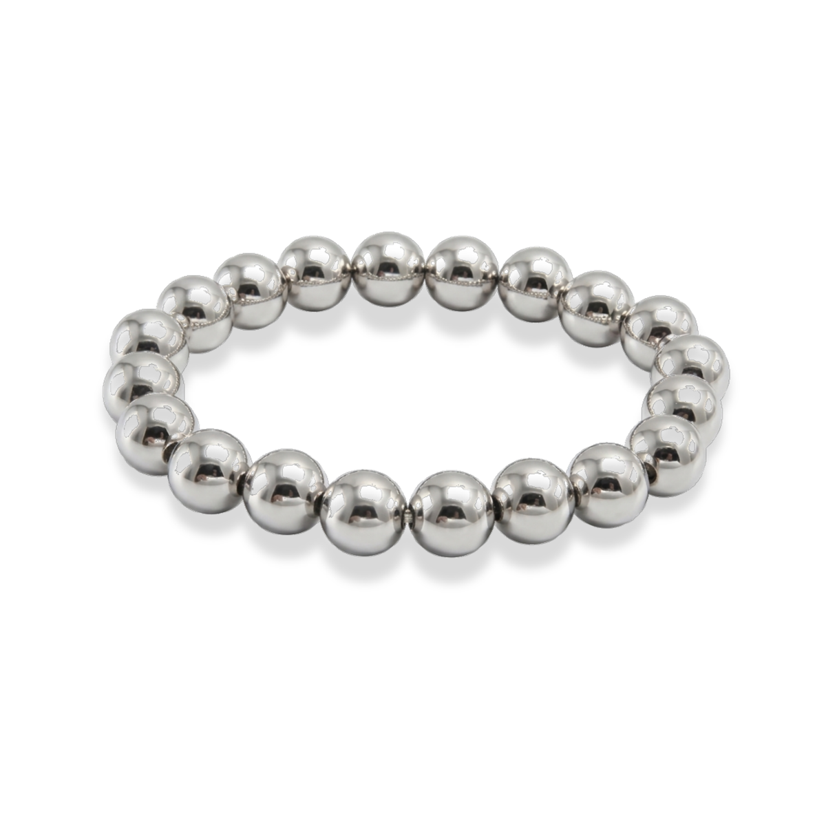 Pulsera bolitas plateada  8mm