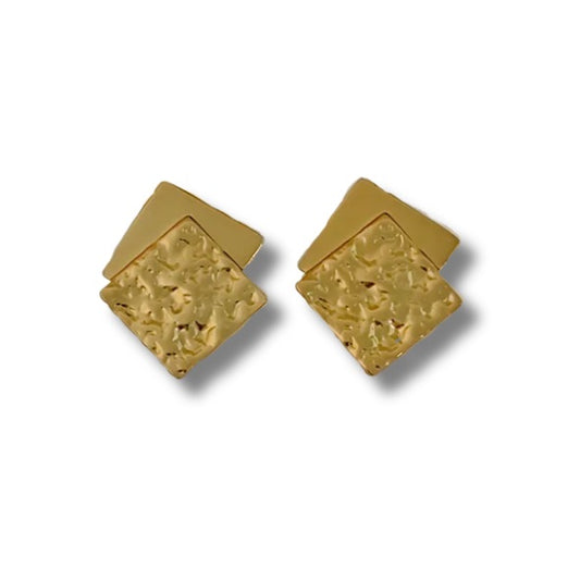 Aretes doble cuadrado irregular texturizados