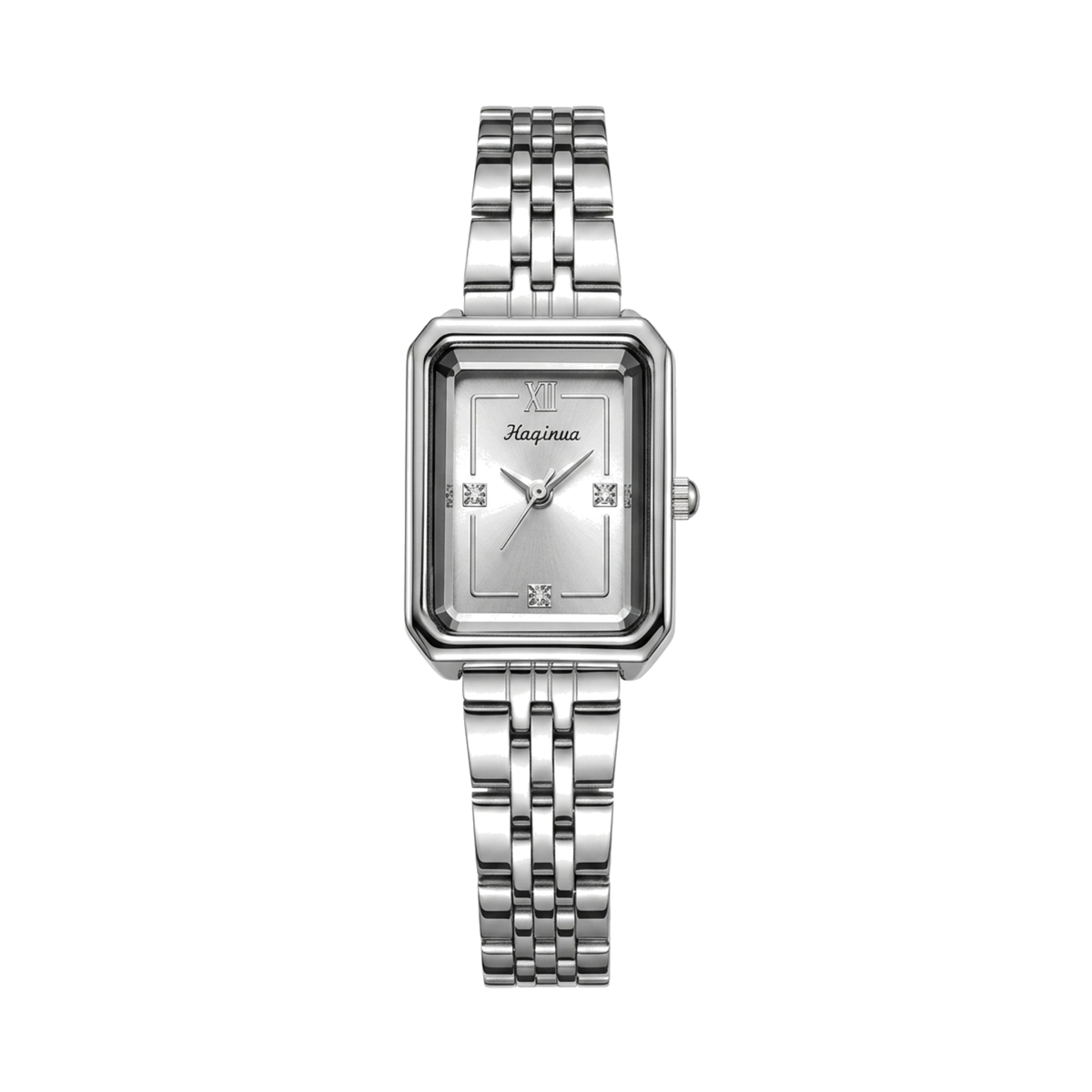 Reloj rectangular pequeño plateado
