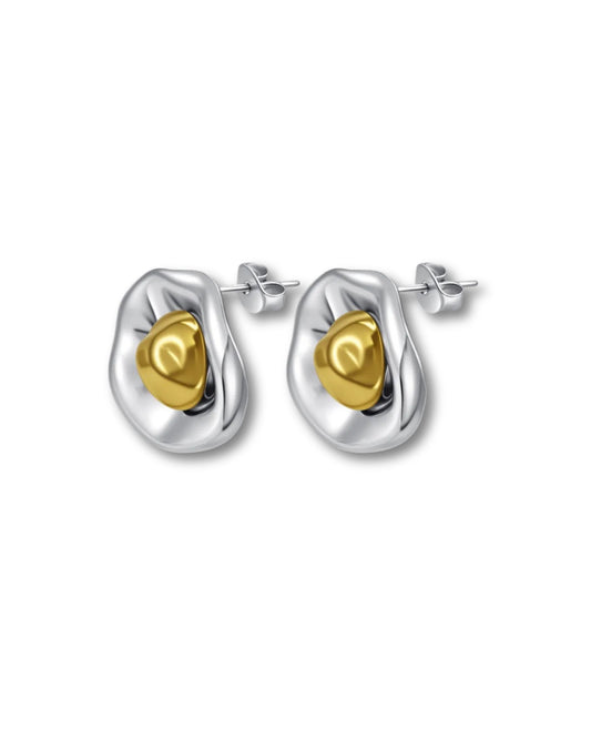 Aretes tipo flor bicolor