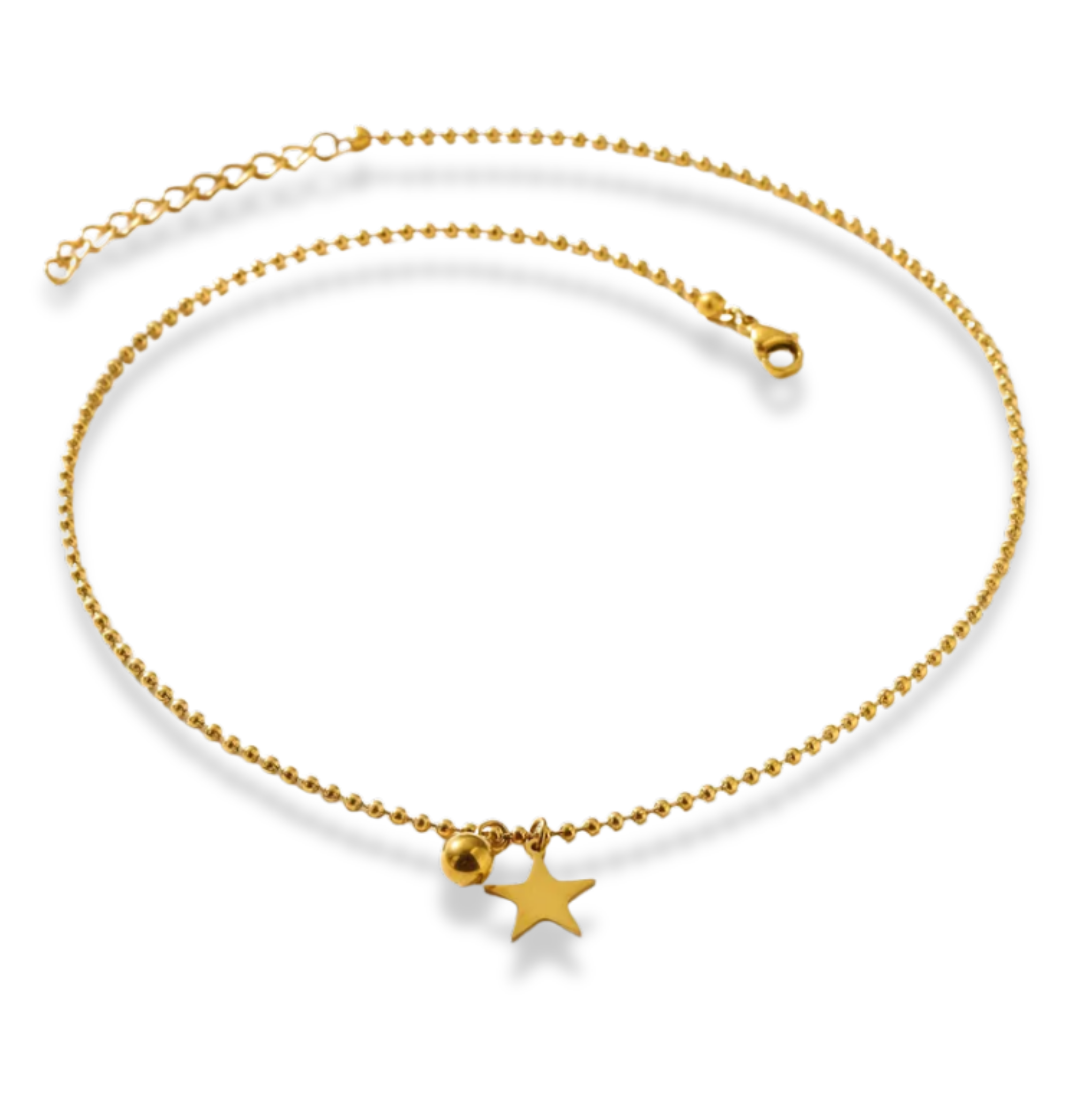 Cadena bolitas con dije de estrella