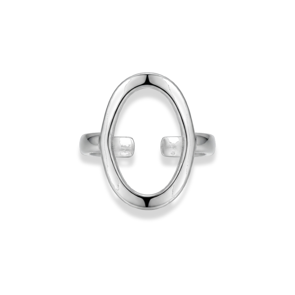 Anillo de óvalo delgado plateado