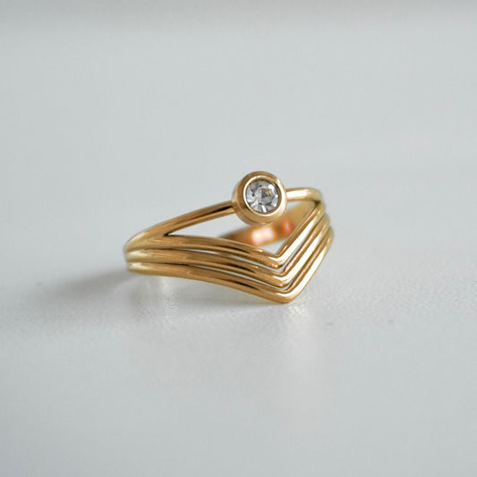 Anillo triple con zirconia