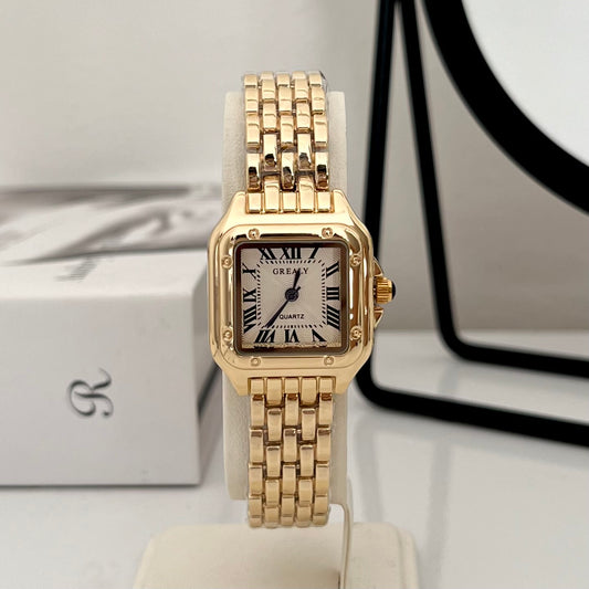 Reloj cuadrado oro laminado