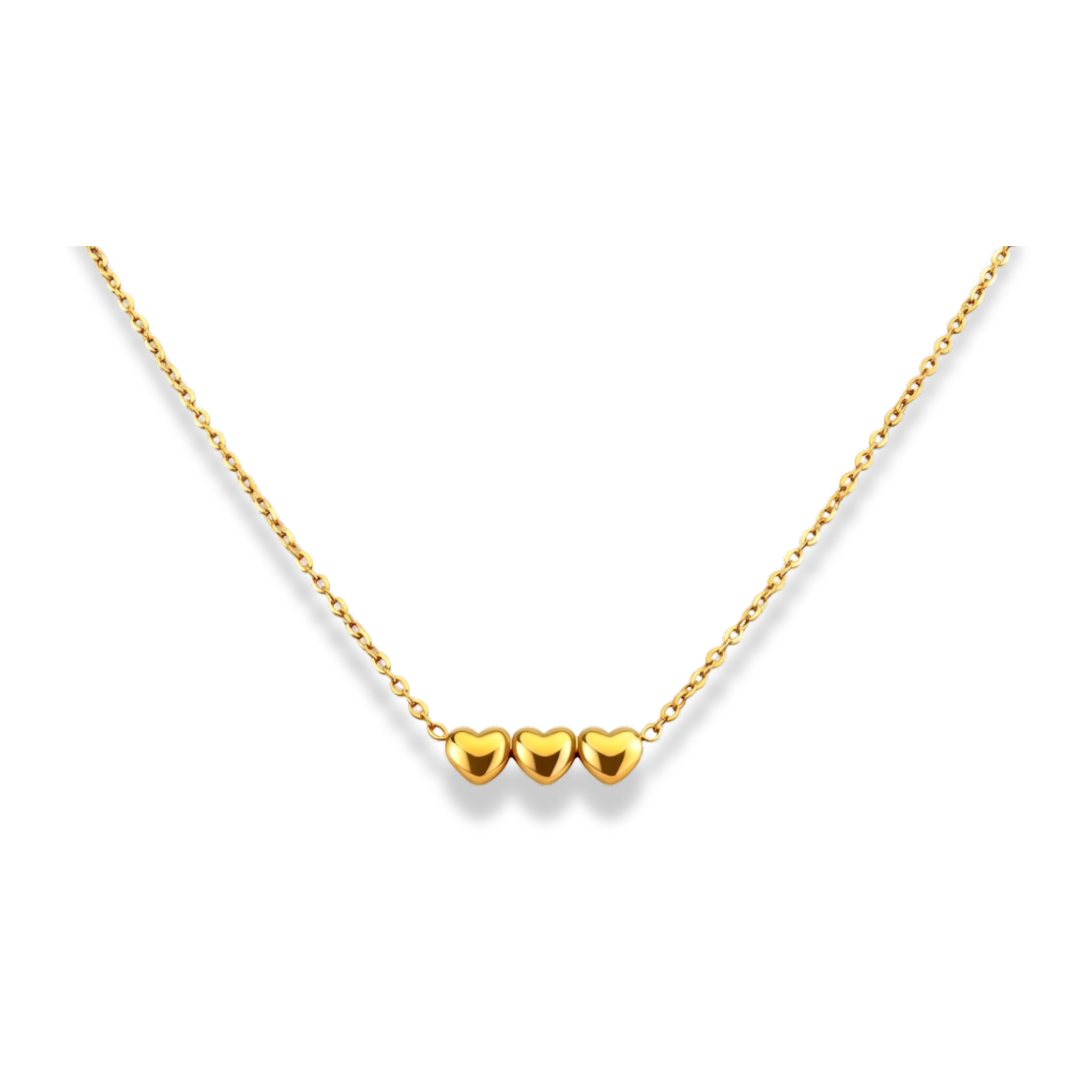 Cadena triple corazón pegado