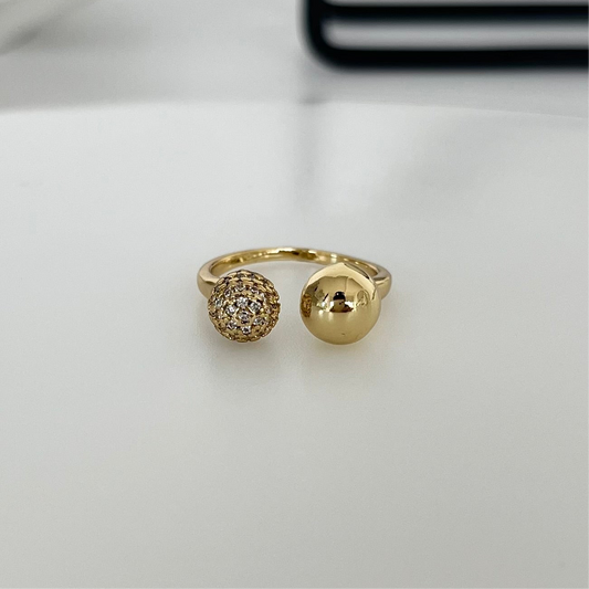 Anillo doble bolita con zirconias