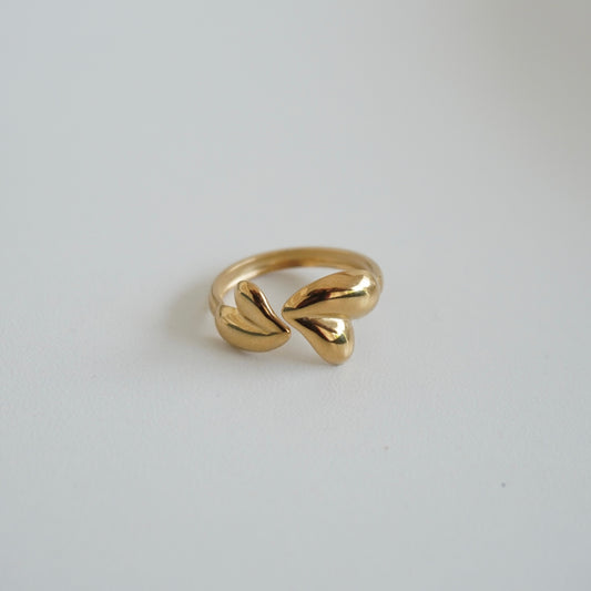 Anillo de corazón doble ajustable