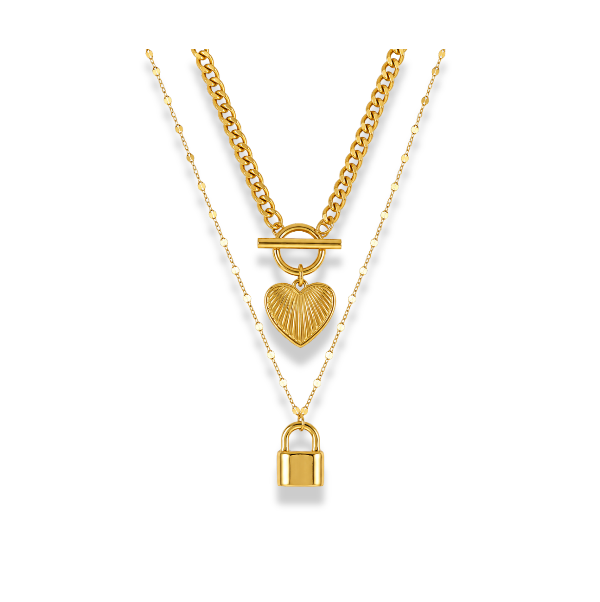 Set de dos cadenas corazón y candado