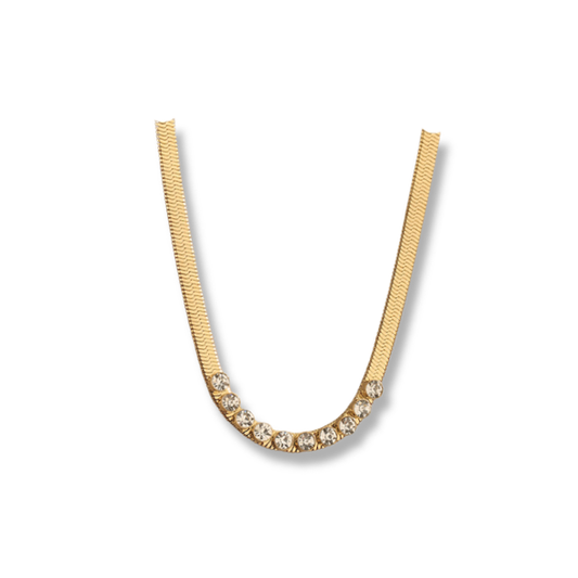 Cadena lisa con zirconias incrustadas