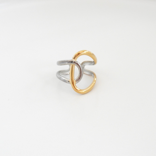 Anillo bicolor asimétrico ajustable
