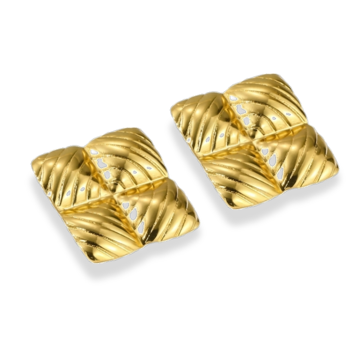 Aretes cuadrados con textura de líneas