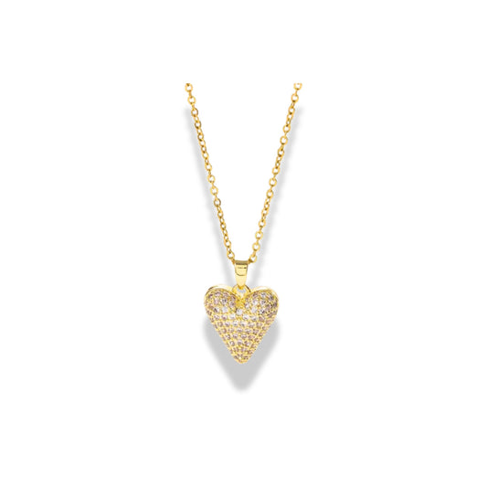Cadena dije de corazón alargado y zirconias