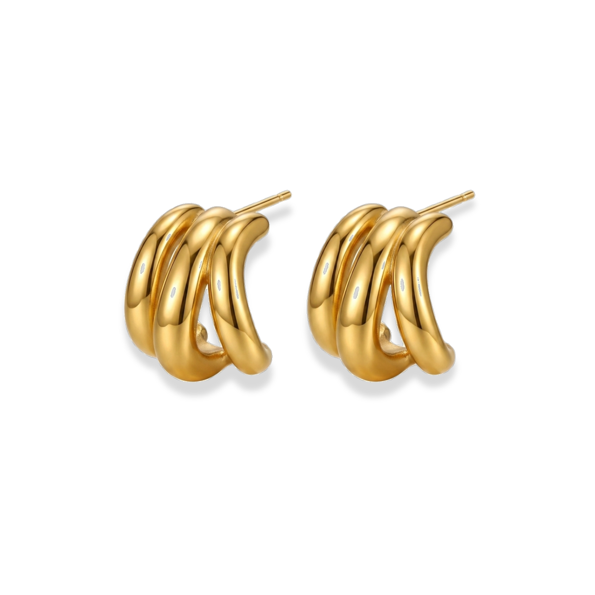 Aretes triple línea chunky