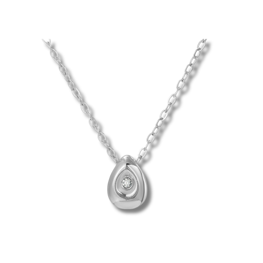Cadena con dije de gota mini plateado