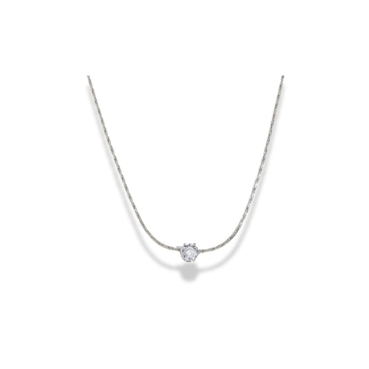Cadena delgada con dije de zirconia mini plateada