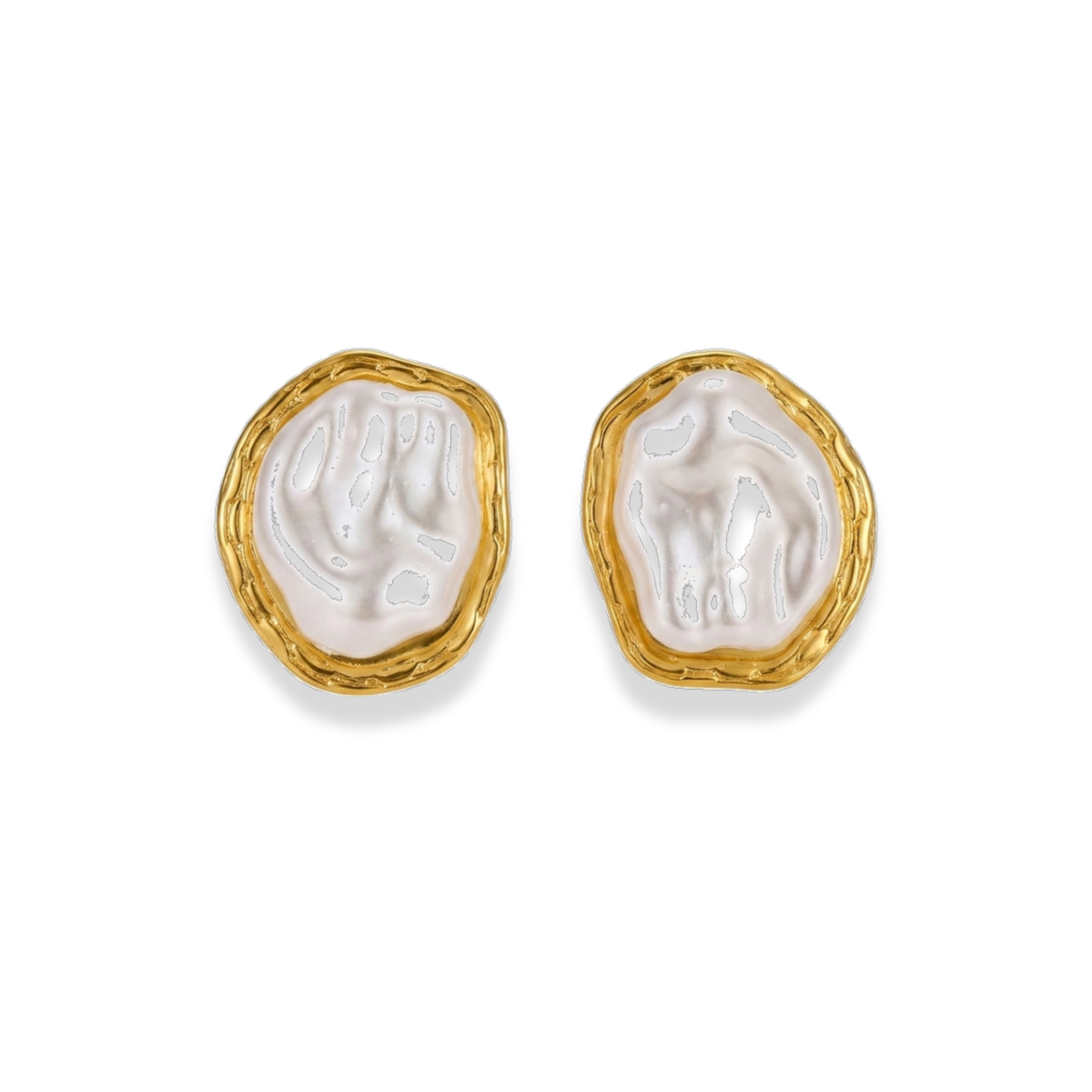 Aretes redondos de perla chunky