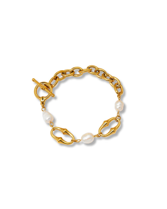 Pulsera de eslabones y perlas